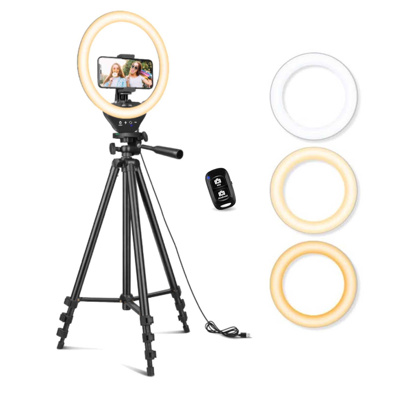 Ring Light with 50'' Extendable Tripod Stand with Phone Holder
