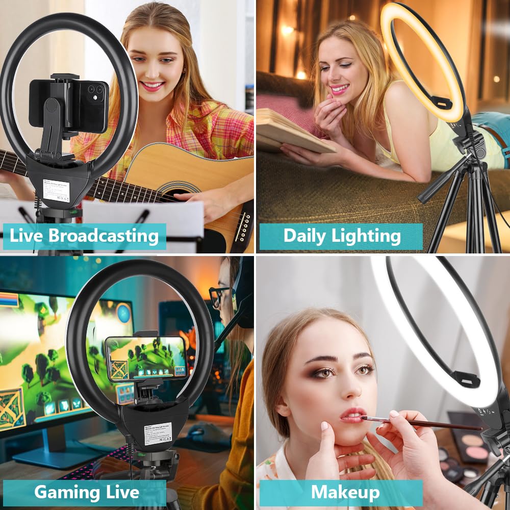 Ring Light with 50'' Extendable Tripod Stand with Phone Holder