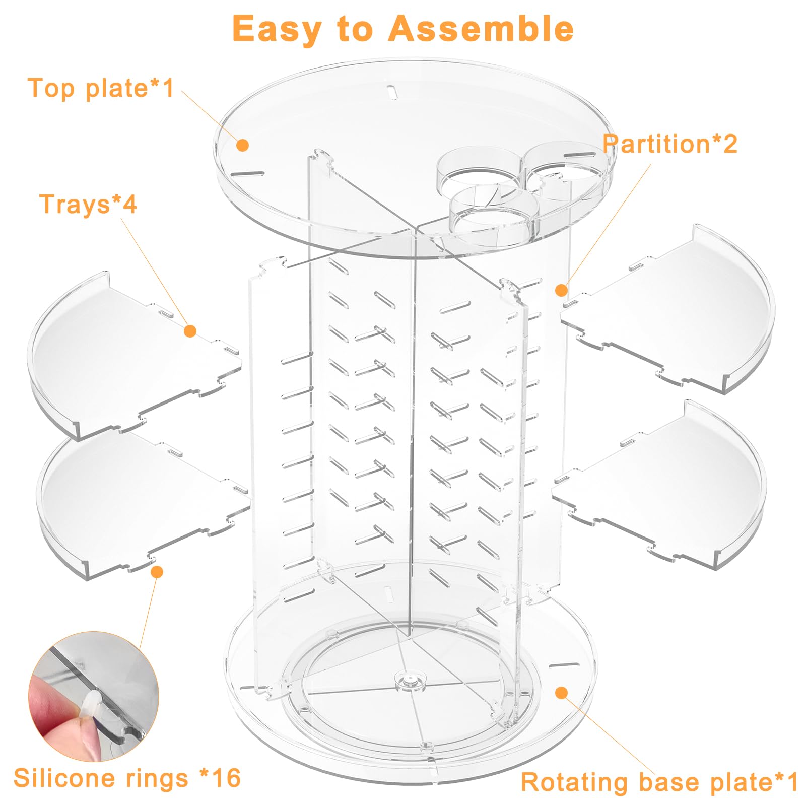 Rotating Makeup Organizer, DIY 8 Adjustable Layers Spinning Skincare Organizer