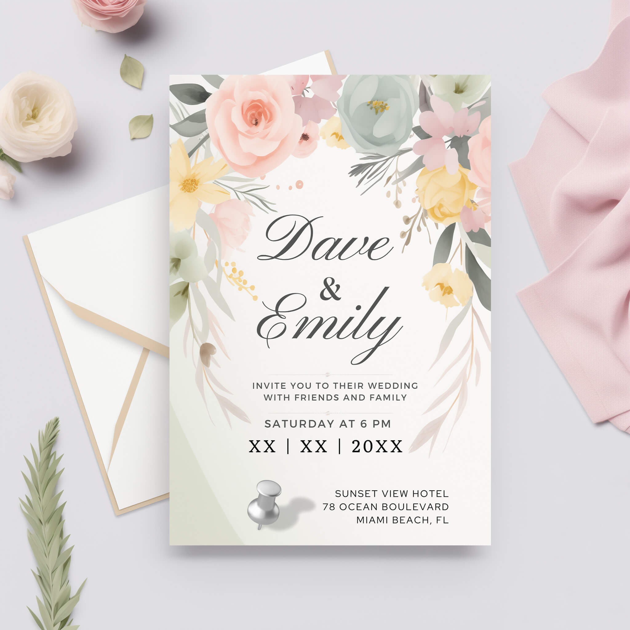 Floral Wedding Invitation Template