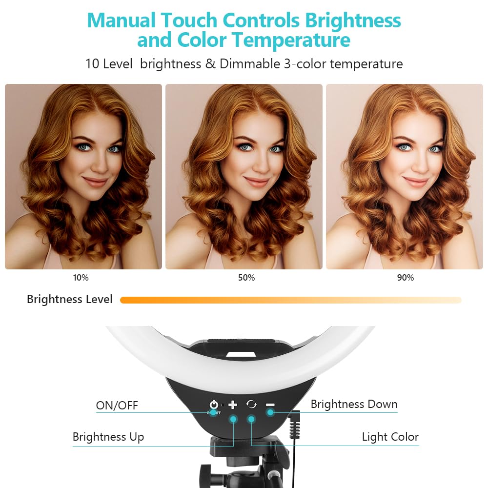 Ring Light with 50'' Extendable Tripod Stand with Phone Holder