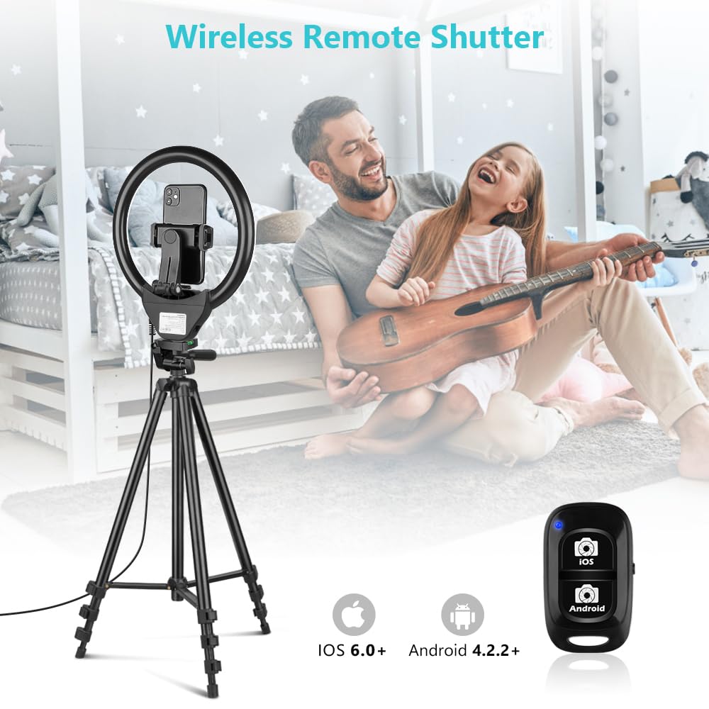 Ring Light with 50'' Extendable Tripod Stand with Phone Holder