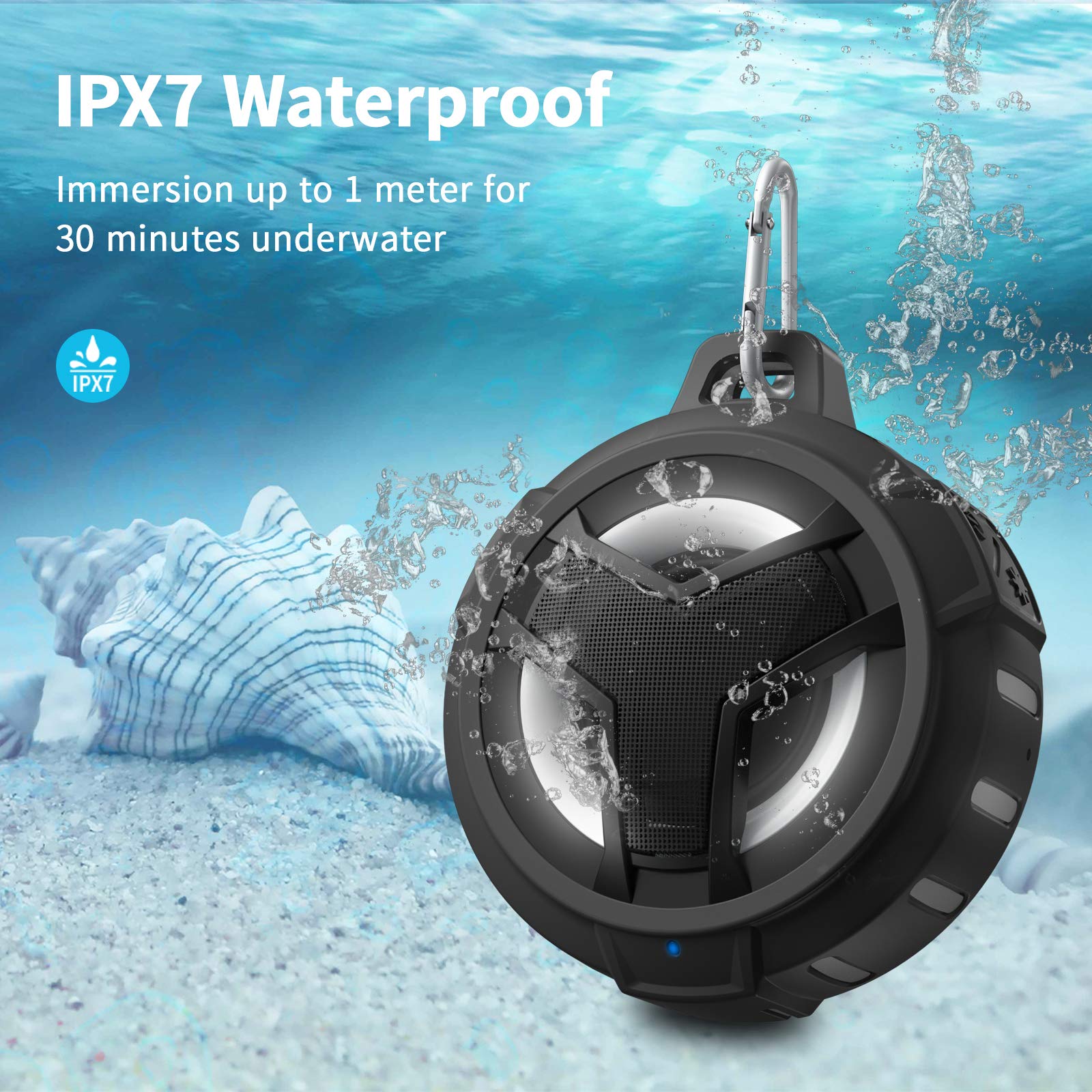 EBODA Wireless Waterproof Shower Speaker, Portable Bluetooth Speaker