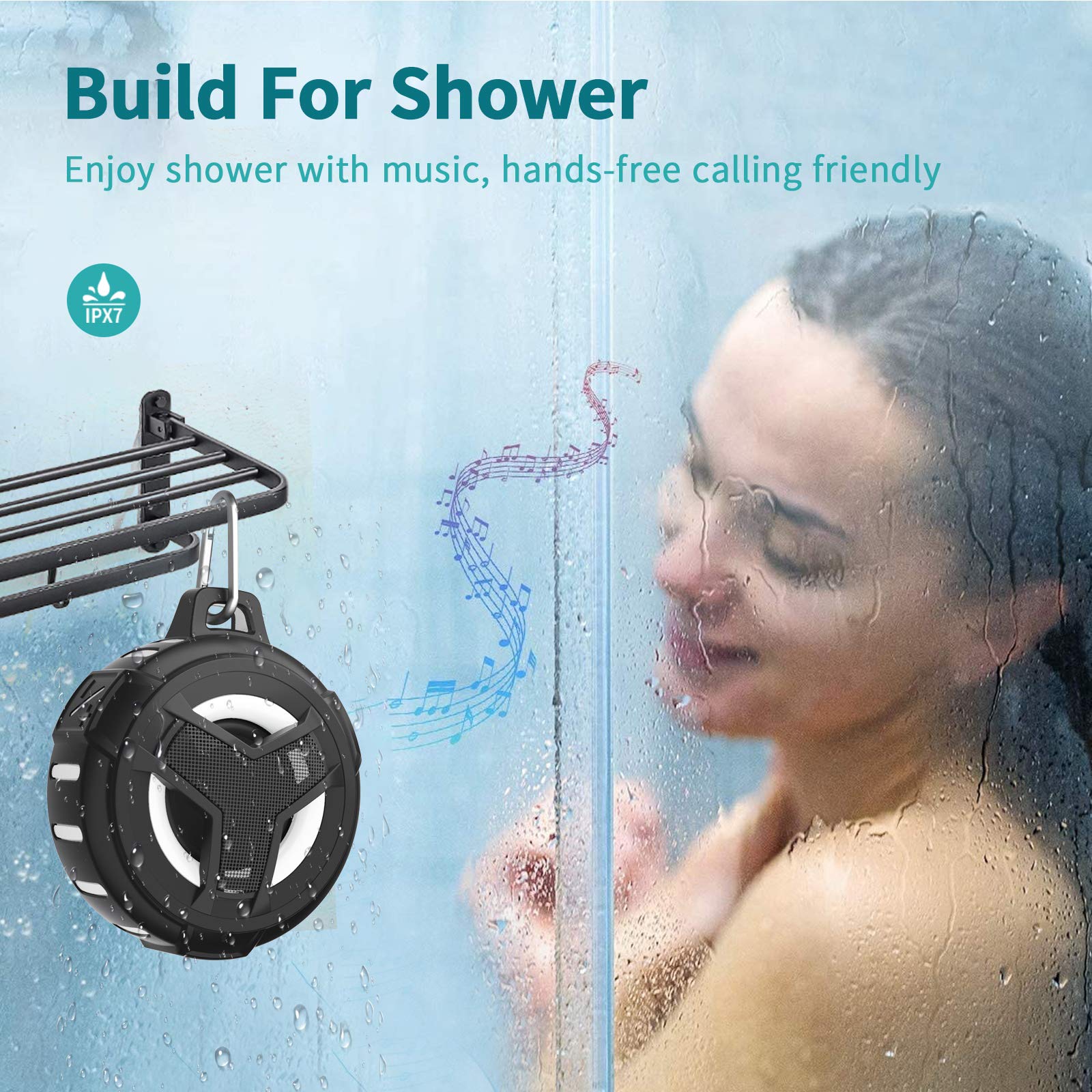 EBODA Wireless Waterproof Shower Speaker, Portable Bluetooth Speaker